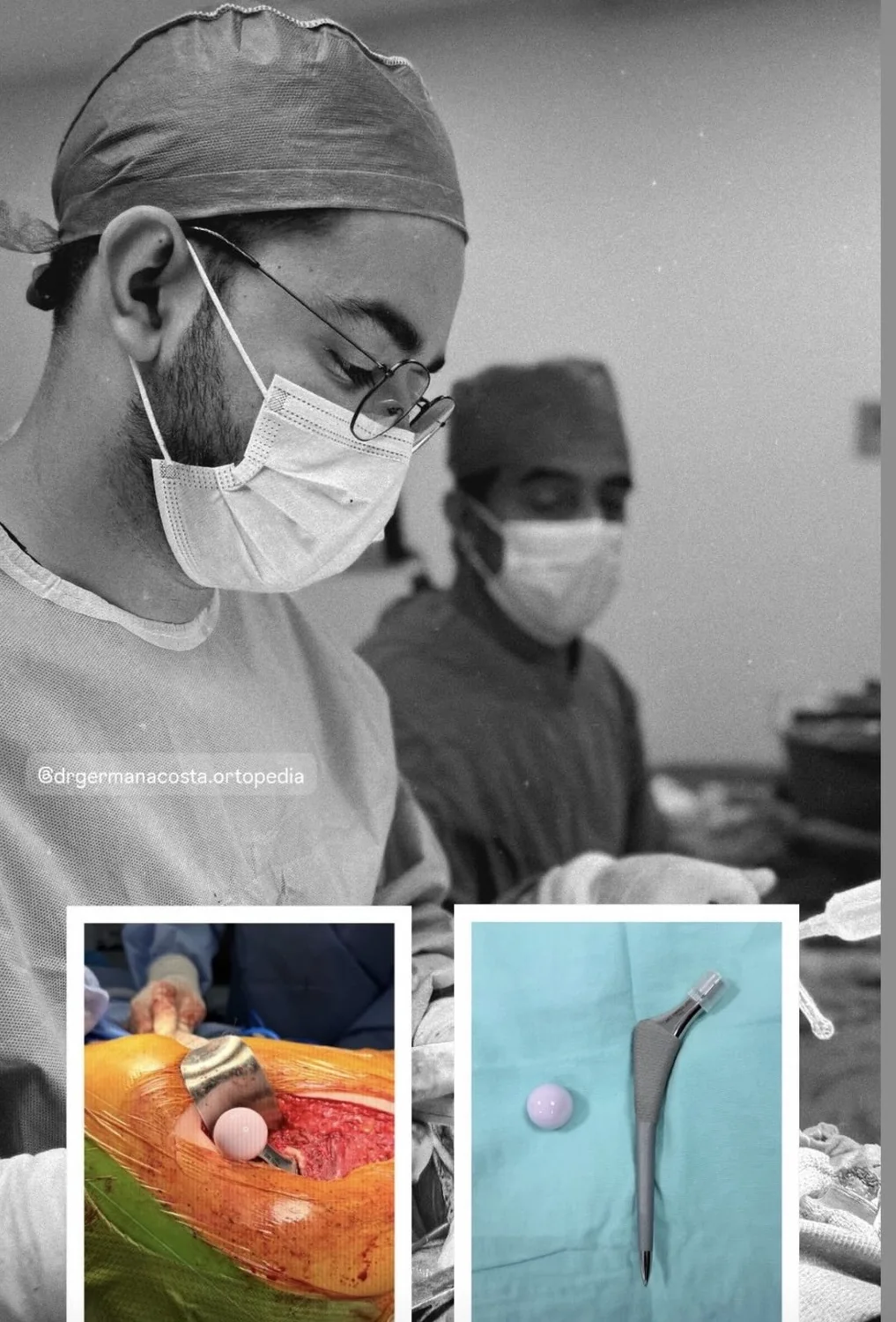 Dr. Germán Acosta Gómez durante una cirugía de cadera